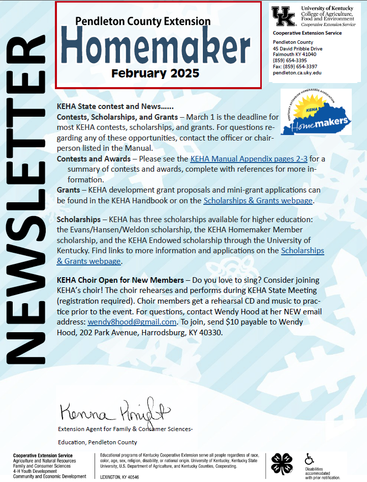 February 2025 Homemaker Newsletter Cover