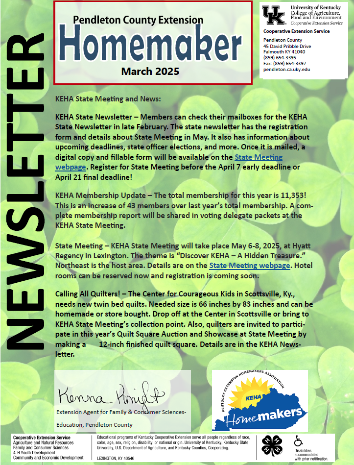 March 2025 Homemaker Newsletter Cover